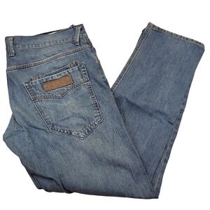 Broken English Mens Blue Jeans Relaxed Fit Straight Leg 36x32 Streetwear 90s Y2K
